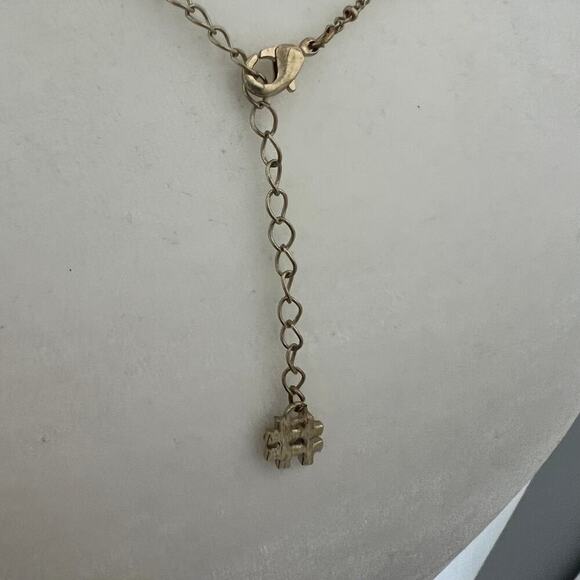 Rhinestone Studded Thumbs Up Emoji I Like it Charm Hashtag Gold Tone Necklace - Picture 4 of 4